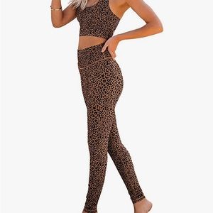 High Waisted Leopard Print Workout Set